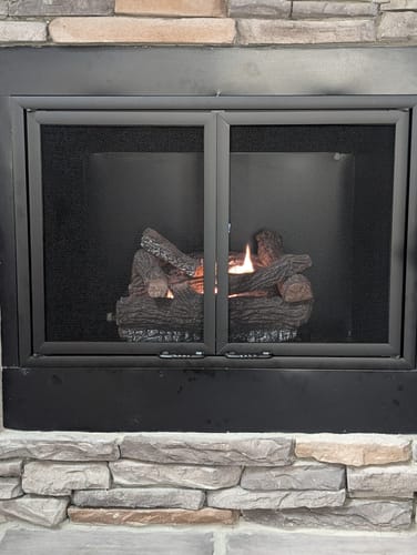 Customer photo review of Cavestone Fireplace Glass Doors | Custom Masonry Fit