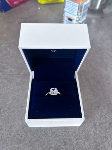 Customer photo review of Aquamarine Halo Ring in 9ct Yellow Gold
