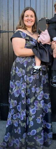 Customer photo review of Thalia Off the Shoulder Gown by Bariano - RENTAL