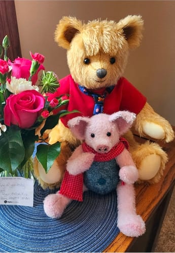 Customer photo review of Pooh and Piglet PDF pattern Approx 37cm Seated (Pooh) 22cm Seated (Piglet)