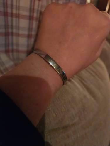 Reviewer wearing the polished Until We Meet Again Bracelet on their wrist.