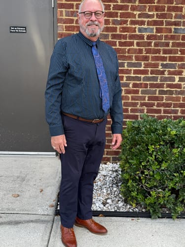 Customer photo review of Men's Striped Textured Wrinkle-Free Long Sleeve Shirts