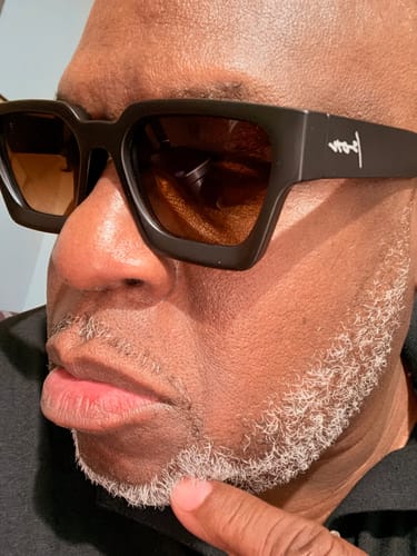 Customer photo review of Matte Espresso Square frame sunglasses