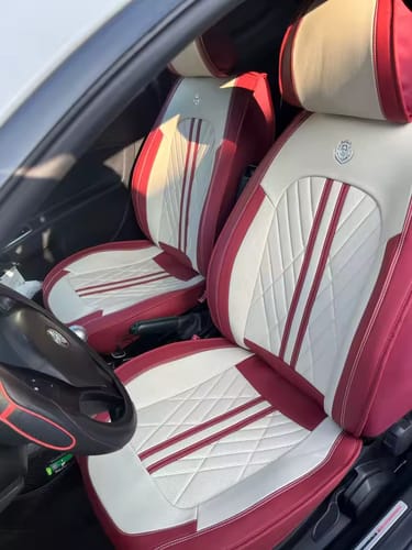 Customer photo review of 2pcs Red & Black Prestige Car Seat Covers / Waterproof