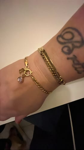 Customer photo review of Letter & birthstone bracelet gold