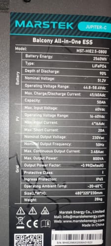 Customer photo review of Marstek JUPITER-C Plus 2,56 kWh Erweiterungsakku für Balkonkraftwerke