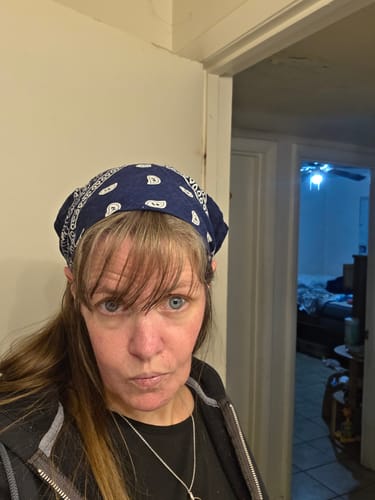 Reviewer showing their clear facial skin after using the Neptune Grass Fed Tallow & Honey Balm.