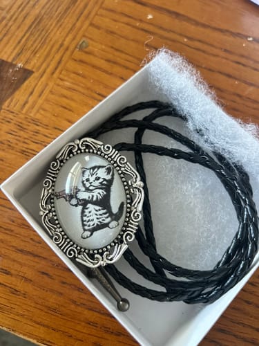 Customer photo review of Bolo Tie with Funny Western Kitten