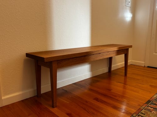 Customer photo review of Tapered Leg Wood Bench