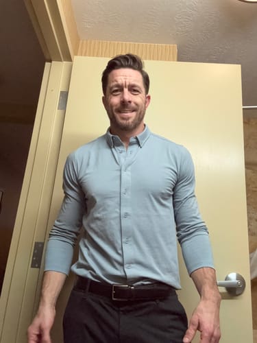 Customer photo review of Long-Sleeve Casual Button-Down: Glacial Blue