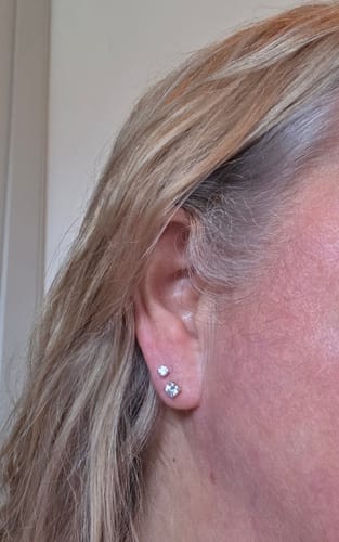 Customer photo review of 9K Gold World's First Lab Grown Diamond Sleep Stud Earrings