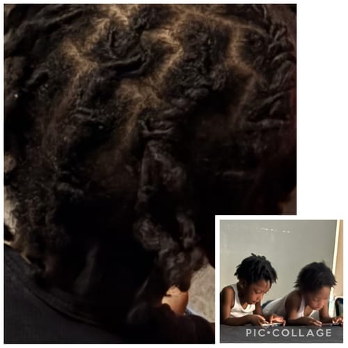 Customer photo collage showing grandsons' moisturized hair after using the XL HYDRATING MIST.