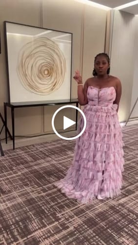 Customer video review of Soprano Strapless Tiered Ball Gown by Bariano - RENTAL