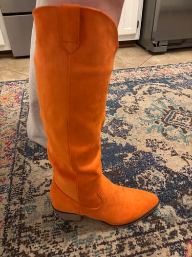 Customer photo review of Orange Suede Boot