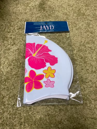 Customer photo review of JAYD Swim Cap || Hibiscus Haven