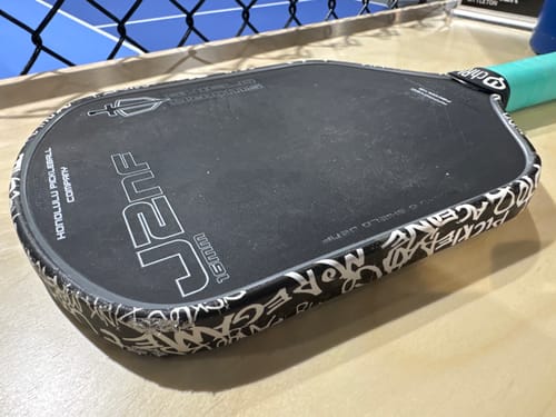 Customer photo review of White Graffiti Edge Tape (3 pack) - Pickleball Paddle Edge Tape