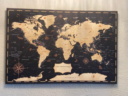 Customer photo review of Pinnable World Journey Map • Rustic Gold