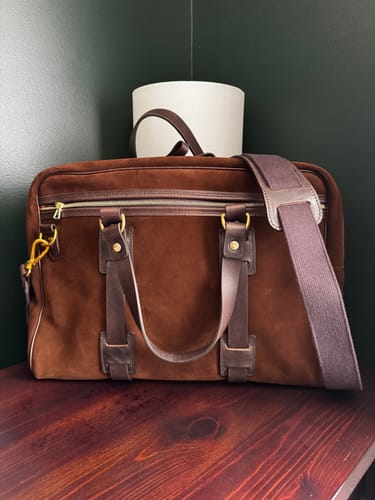 Customer photo review of Suede Laptop Bag - Brown