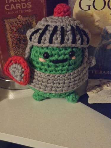 Customer photo review of Marsh The Knight Frog Crochet Kit