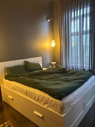 Customer photo review of Yıkanmış Keten Çift Kişilik Nevresim Seti Yeşil