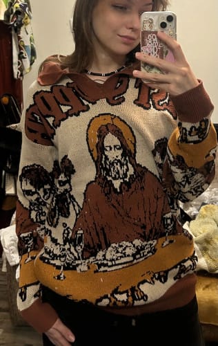 Customer photo review of The Last Supper Knit Sweater