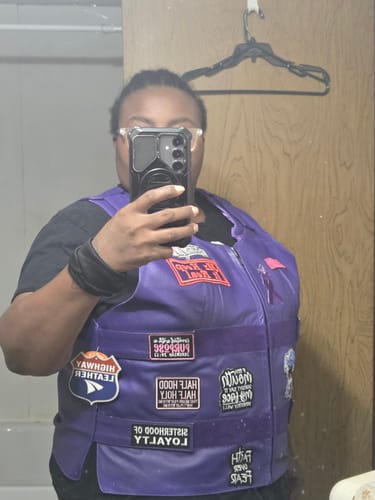 Customer photo review of HL14945Purple Passionate Purple Women Bullet Proof style Leather Motorcycle Vest-bikers Club