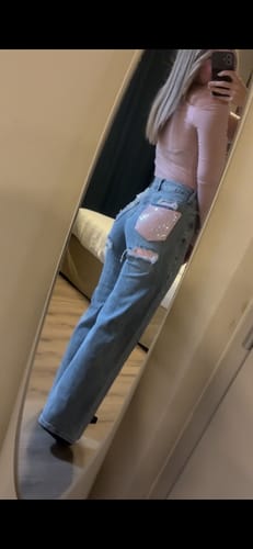 Customer photo review of Jeans Pink Viral 2 - con tasca rosa brillantinata