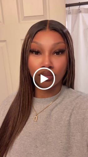 Customer video review of CurlyMe Layered Cut Balayage Highlight Straight Human Hair Wear Go Glueless 7x5 Pre-Cut Lace Wigs Pre-pluck