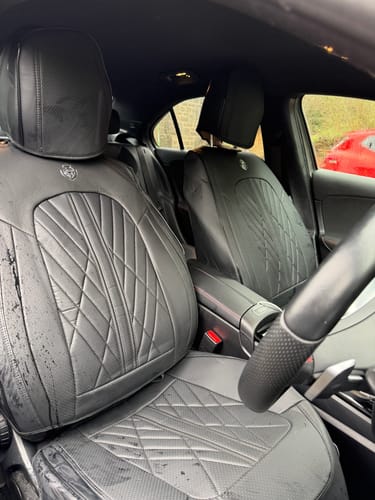 Customer photo review of 2pcs Black Prestige Car Seat Covers / Waterproof