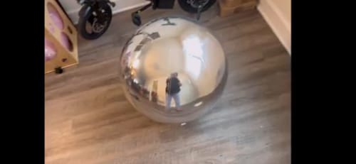 Customer photo review of Silver Inflatable Mirror Ball Reusable Big Bubble Balloon