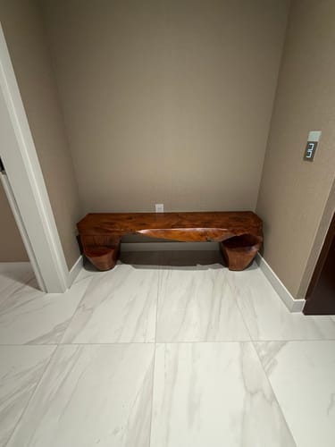 Customer photo review of Modern Sculptural Bench And Wall Mirror For Entryway