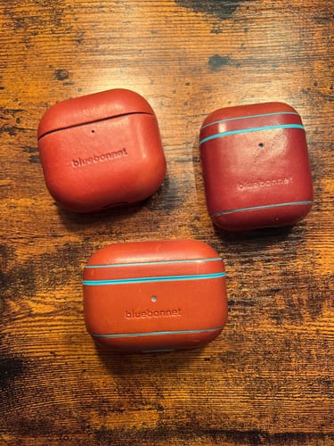 Customer photo review of The Companion Leather AirPods 4 Case - Saddle Tan
