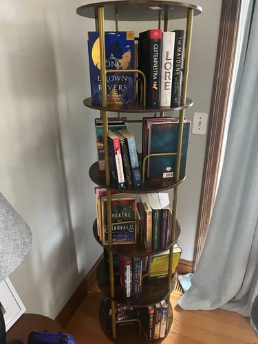 Customer photo review of Flycity 3-5 Tier Black Rotating Bookshelf with 360° Spinning Display