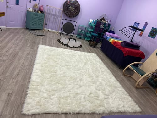 Customer photo review of Luxury Machine Washable Faux Sheepskin Rug - Pet & Stain Proof Shag Carpet | Eco-Friendly for Bedroom, Nursery, Living Room