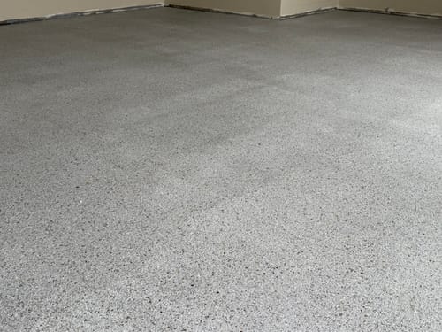Customer photo review of Epoxy Floor Flakes - Hybrid Stone Collection