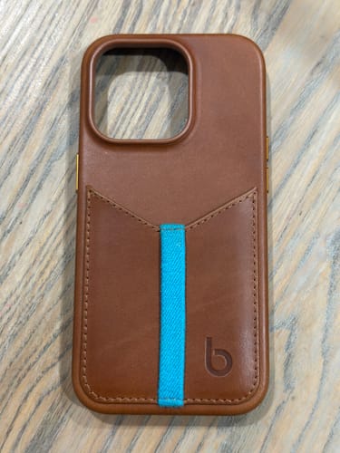 Customer photo review of Leather iPhone 14 Pro Wallet Case - Saddle Tan