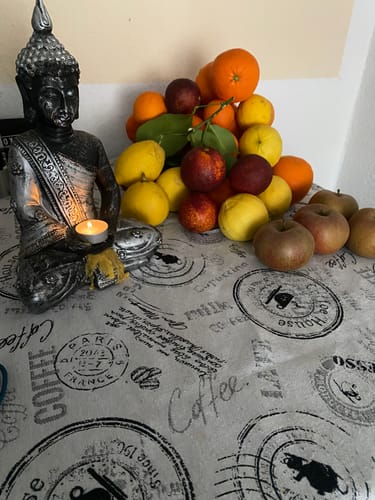 Kunde zeigt eine Auswahl der Früchte aus der Zitrus-Mix Box, darunter Orangen, Blutorangen und Zitronen auf einem Tisch.
