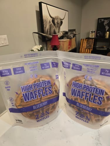 Customer photo review of Zen Protein Waffles - Blueberry