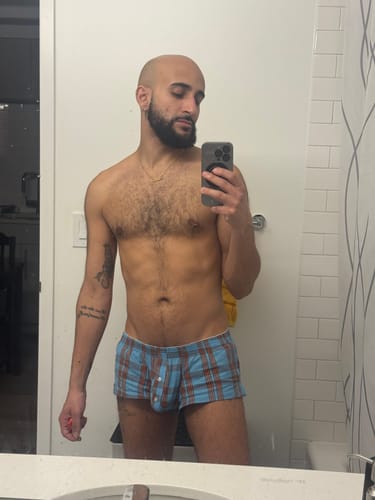 Customer photo review of 3 Pack Men’s Plaid Cotton Trunks with Button Fly