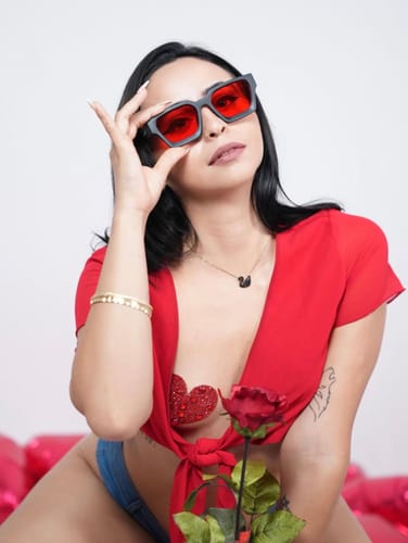Customer photo review of Chrome Square Frame Luxury Sunglasses