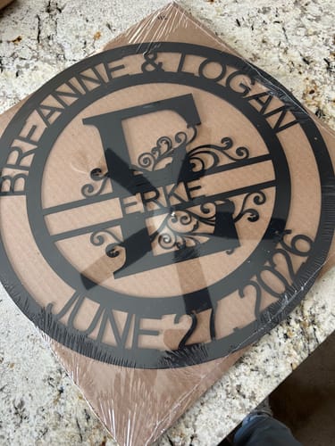 Customer photo review of Custom Metal Family Established Monogram Wall Art - 20+ Color Options