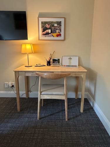 Customer photo review of Leo Timber Chair/Solid wood legs/ PU leather/Minimalist/Grey Cushion