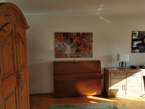 Customer photo review of Leinwandbild | Abstrakter Blütenzauber in orange | Querformat