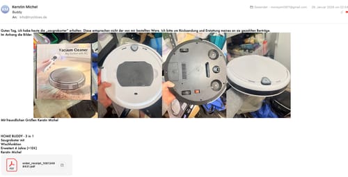 Customer photo review of HOME BUDDY – 3 in 1 Saugroboter mit Wischfunktion