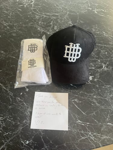 Customer photo review of Classic Black Corduroy Cap