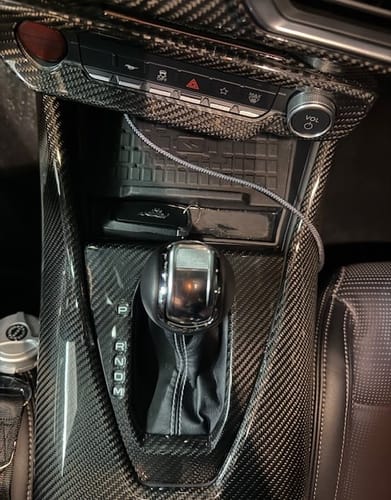 Customer photo review of 2024-Up Mustang DRY CARBON FIBER Gear Shift Panel Cover