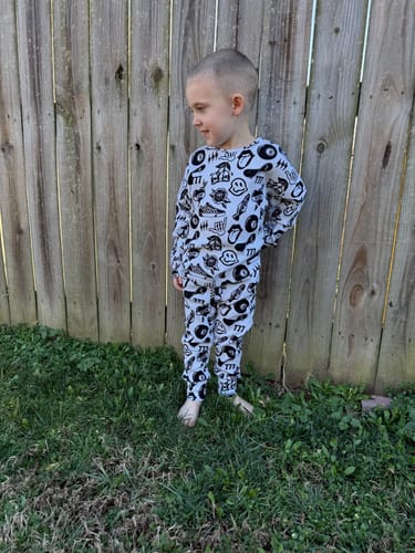Customer photo review of Organic Ribbed Set in Cool Kid
