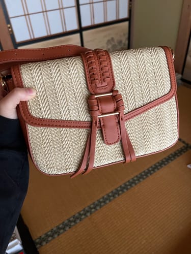 Customer photo review of Marina Raffia Straw Crossbody Bag