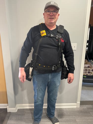 Customer photo review of Perkins Builder Brothers Tool Belt Hammer Holder, Black