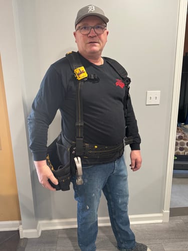 Customer photo review of Perkins Builder Brothers Tool Belt Hammer Holder, Black